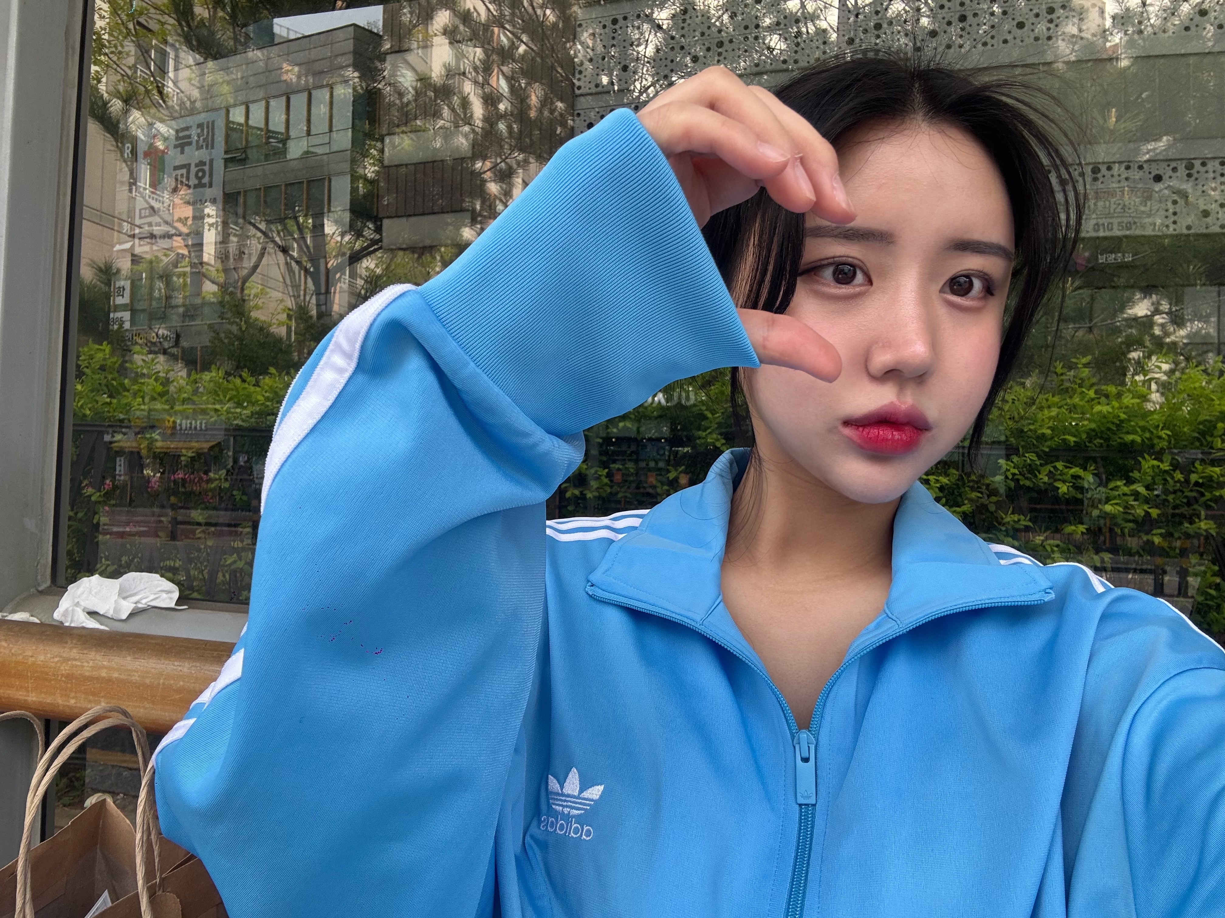 Adidas Adicolor Woven Firebird Track Top Blue Bird  - KR Sizing 착용 스타일 - 1