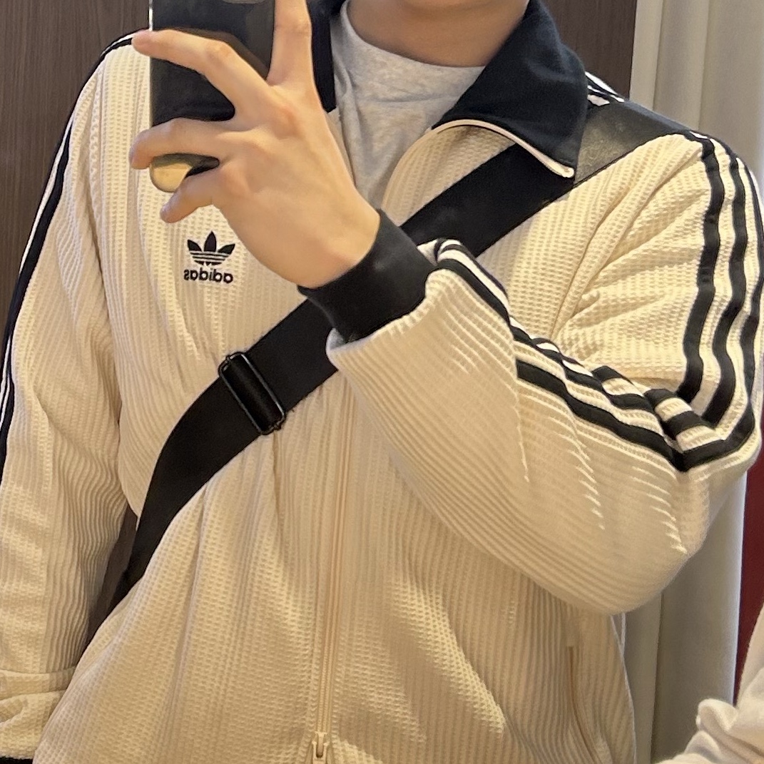 Adidas Waffle Beckenbauer Track Top Wonder White - KR Sizing 착용 스타일 - 3