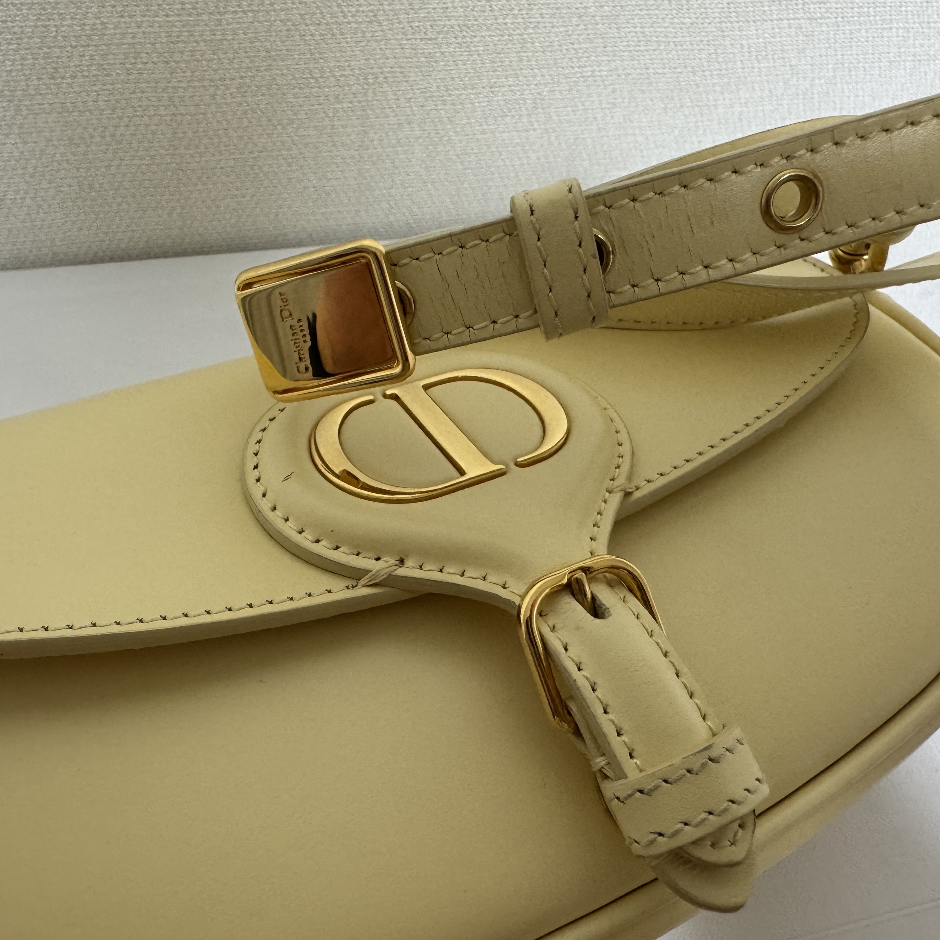Dior Bobby East-West Bag Box Calfskin Pale Yellow Gold 착용 스타일 - 10