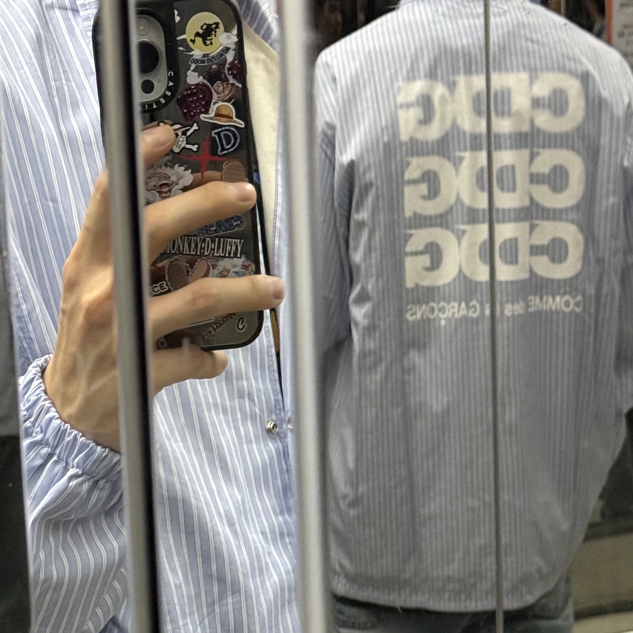 CDG Coach Jacket Cotton Stripe 착용 스타일 - 6