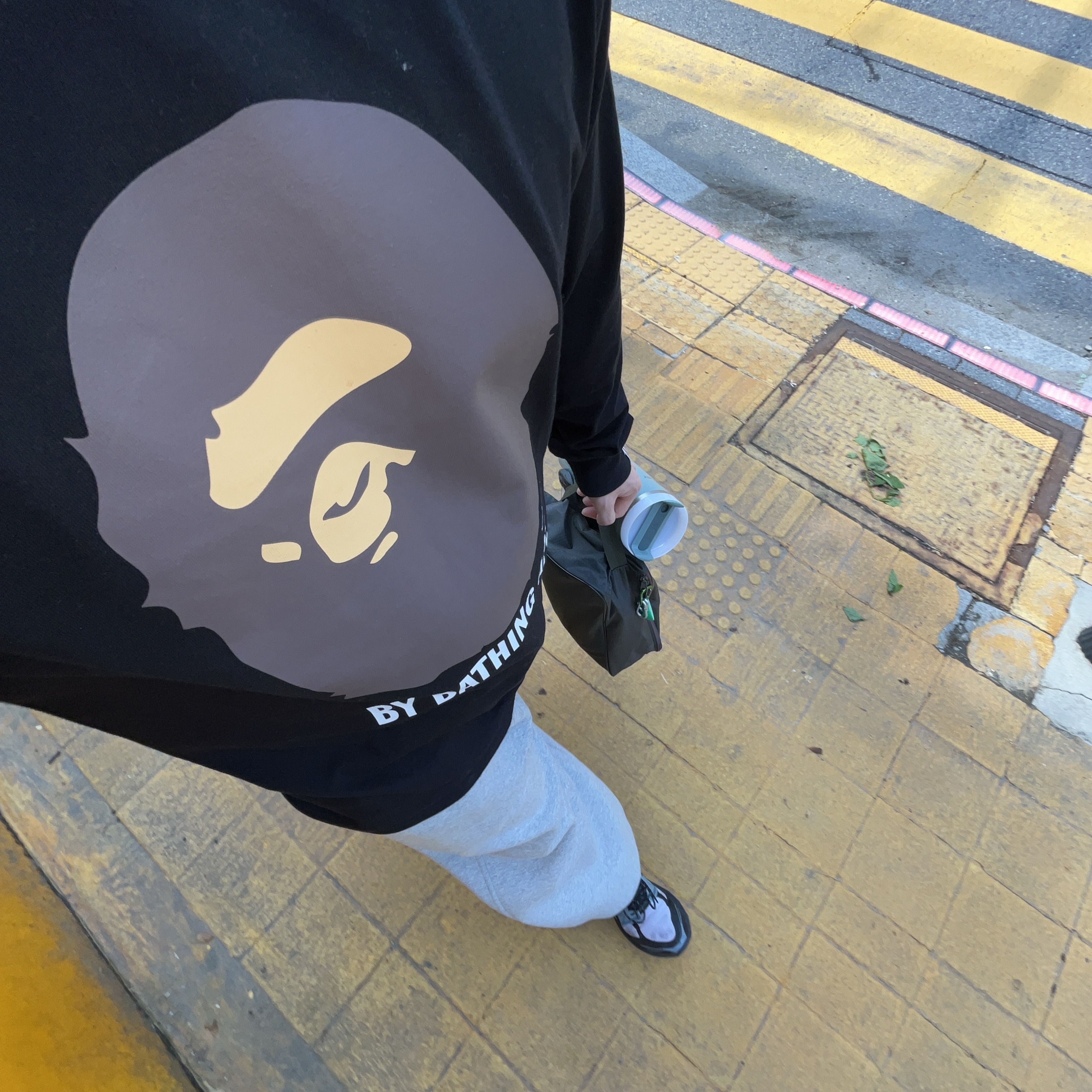 BAPE By Bathing Ape L/S T-Shirt Black, Undermycar Mu.03 Anti Fxxking Logo Play Oversized Sweat Jogger Melange Gray 착용 스타일