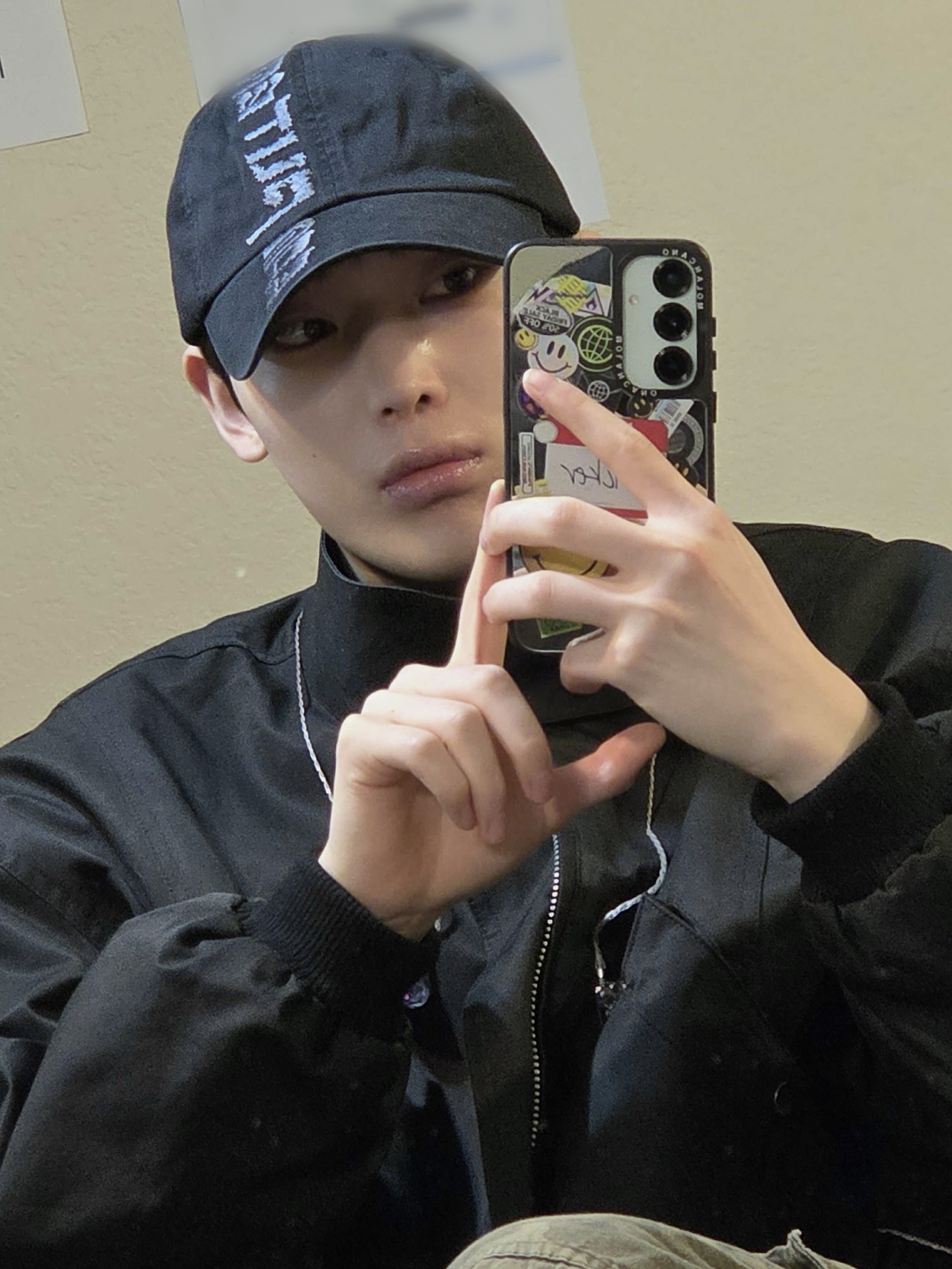 Computer Format Lettering Cap Black 착용 스타일 - 1
