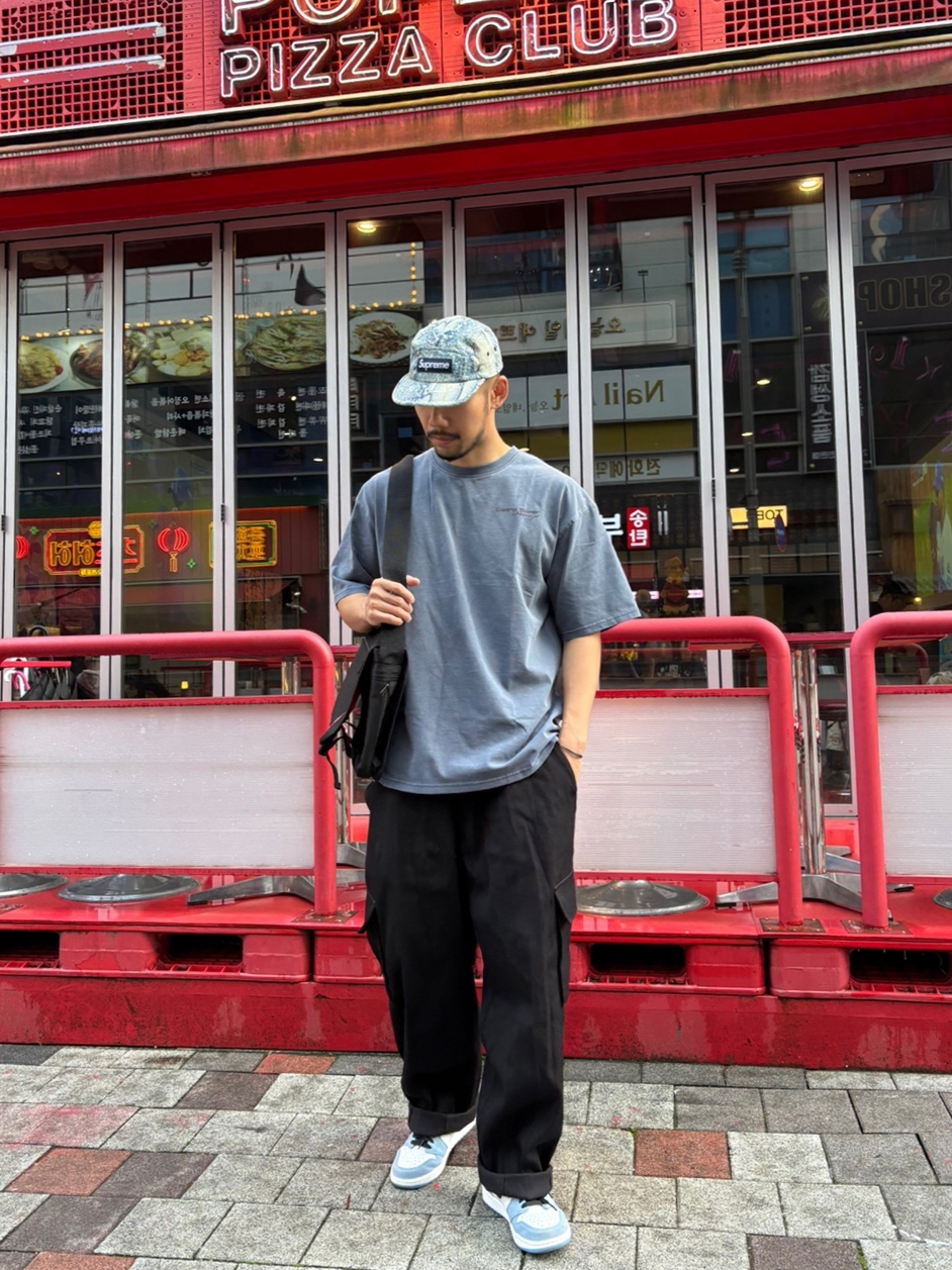 Jordan 1 High Golf University Blue, Supreme Denim Camp Cap Snake - 24FW 착용 스타일 - 1