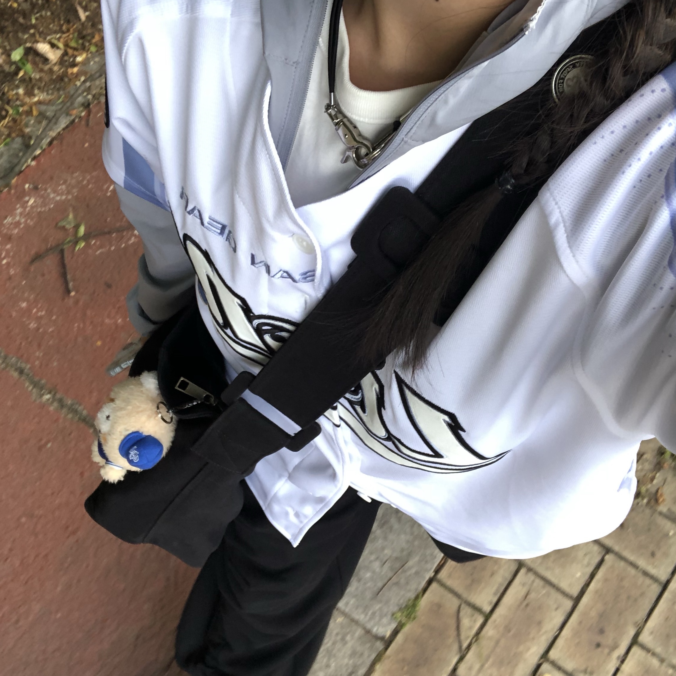 Sansan Gear Mesh Jacket Sky Blue_25SS, Sansan Gear x Samsung Lions Jersey White 착용 스타일 - 2