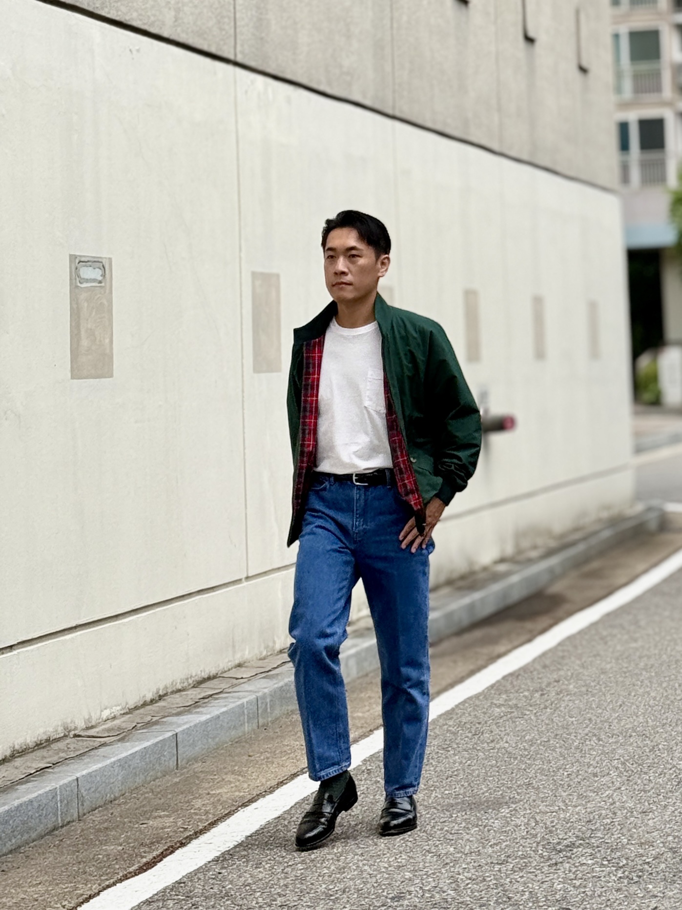 Baracuta G9 Regular fit Harrington Jacket Racing Green 착용 스타일 - 1