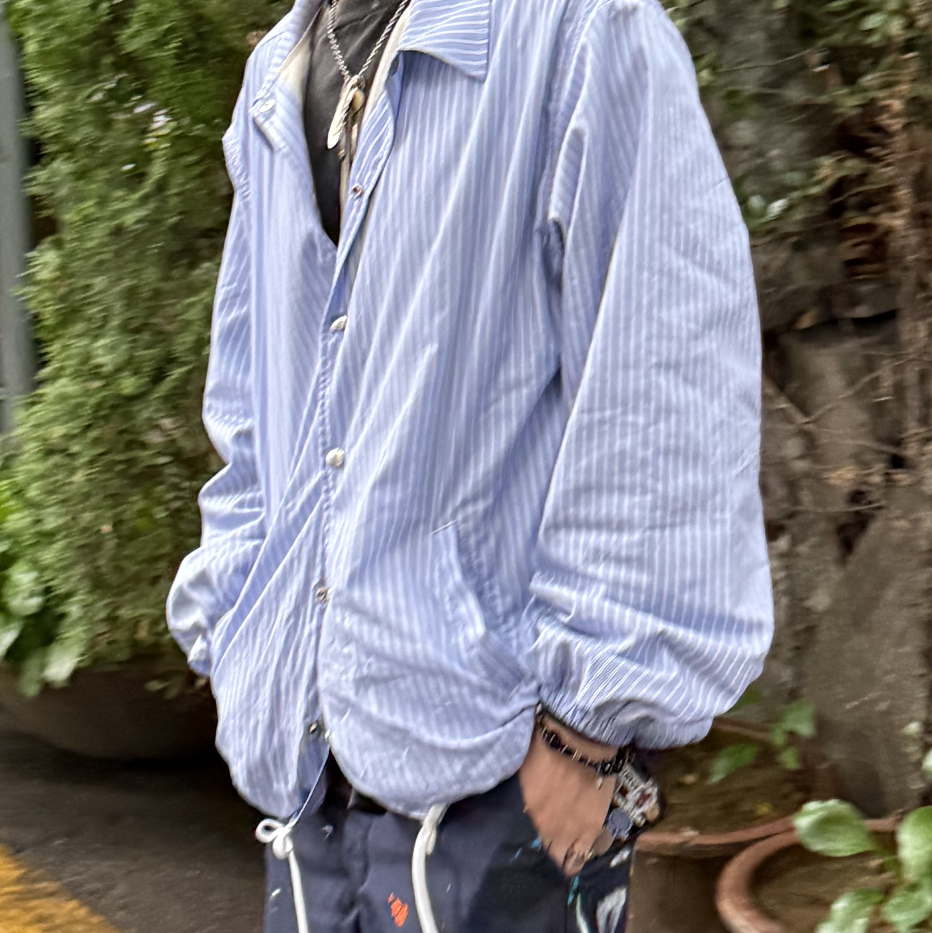 CDG Coach Jacket Cotton Stripe 착용 스타일 - 3