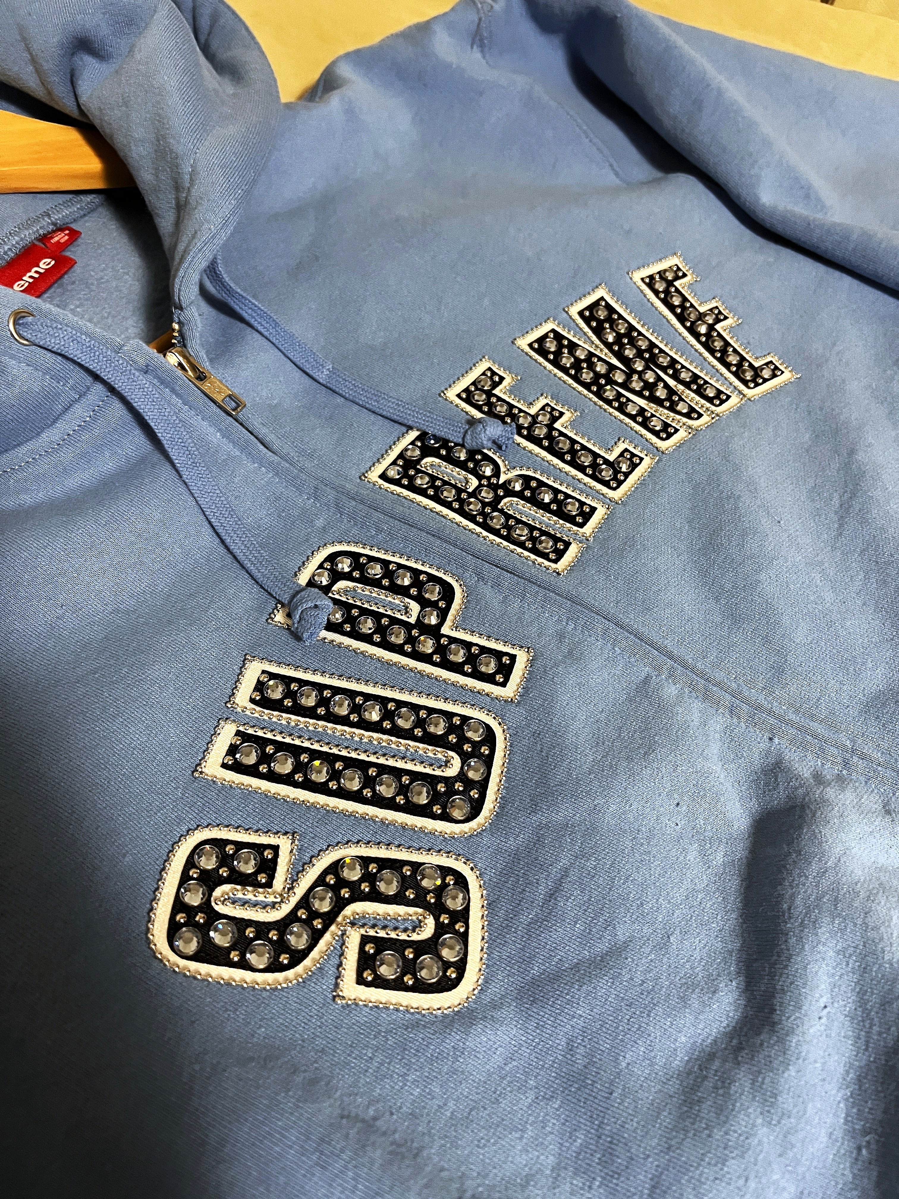 Supreme x B.B. Simon Zip Up Hooded Sweatshirt Light Blue - 25SS 착용 스타일 - 1