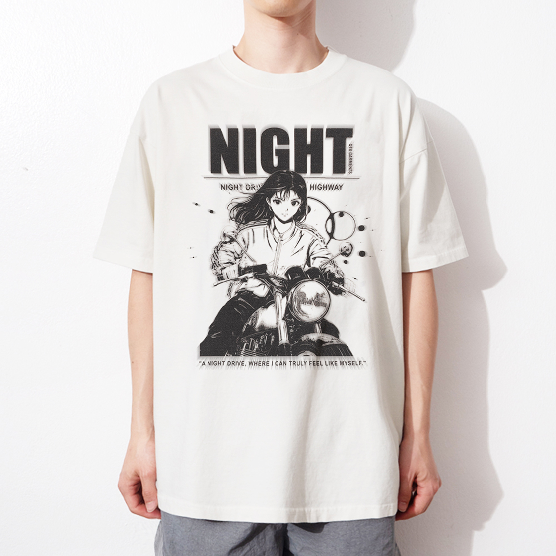 큐티에잇 가먼츠 나이트 드라이브 피그먼트 워시드 티 에크루(QT8 GARMENTS Night Drive Pigment Washed Tee Ecru) - 3