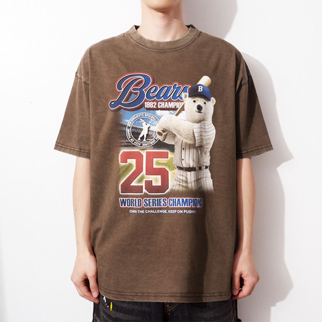 큐티에잇 가먼츠 베어 챔프 AQ 워시드 티 브라운(QT8 GARMENTS Bear Champ AQ Washed Tee Brown) - 3