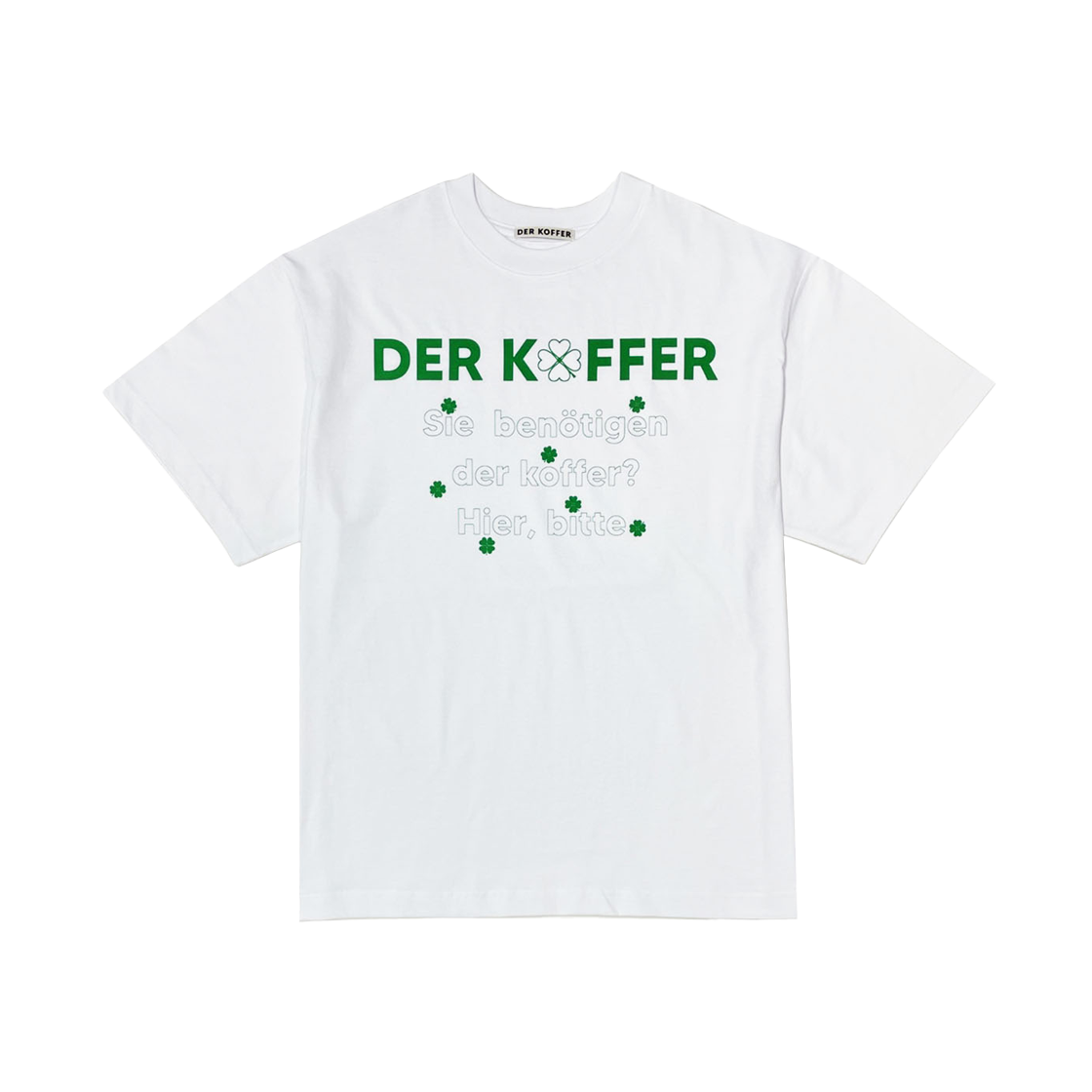 델 코퍼 레터링 클로버 티 화이트 그린(Der Koffer Lettering Clover T White Green)