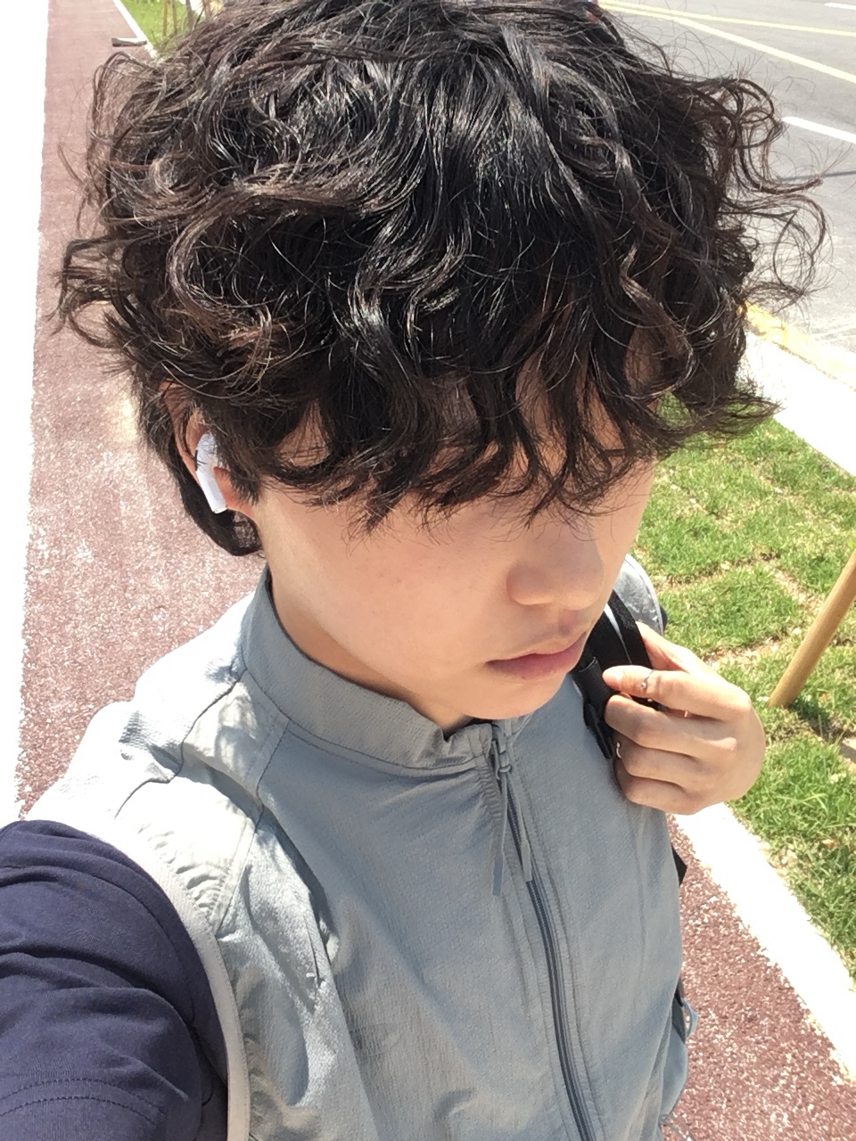 Sansan Gear Terraface Vest Blue Grey, Sansan Gear Pulse Of Rebirth T-Shirt Navy 착용 스타일