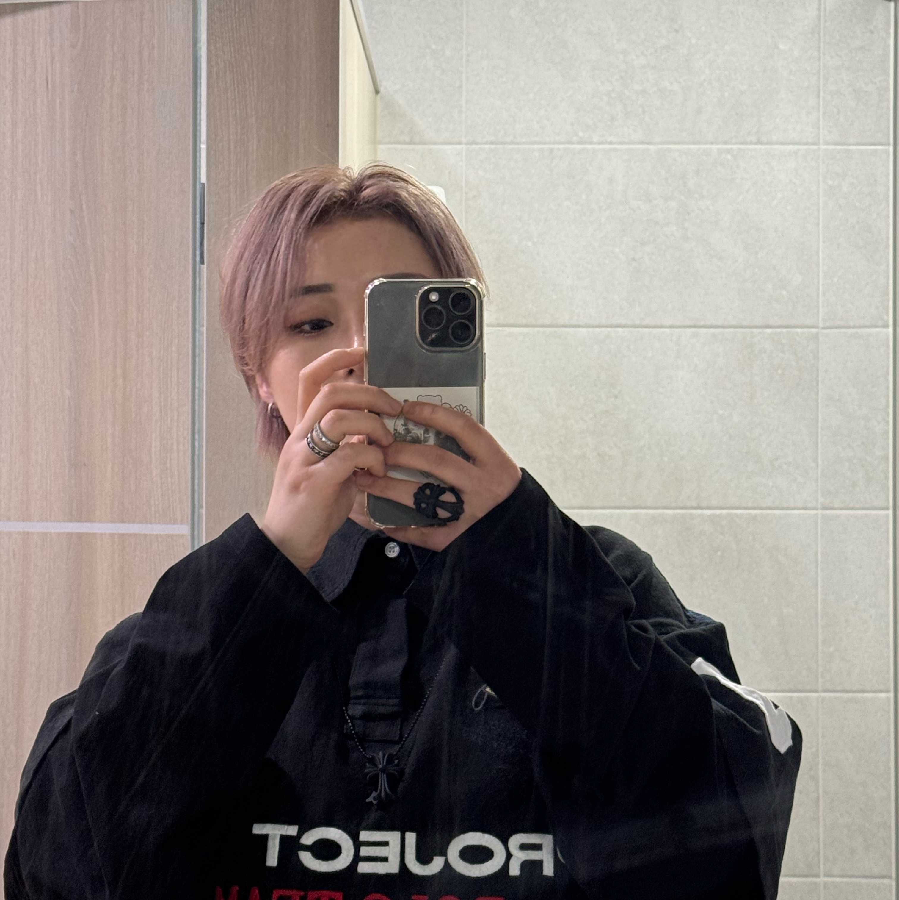 Project G/R Polo Parody Shirts Black 착용 스타일