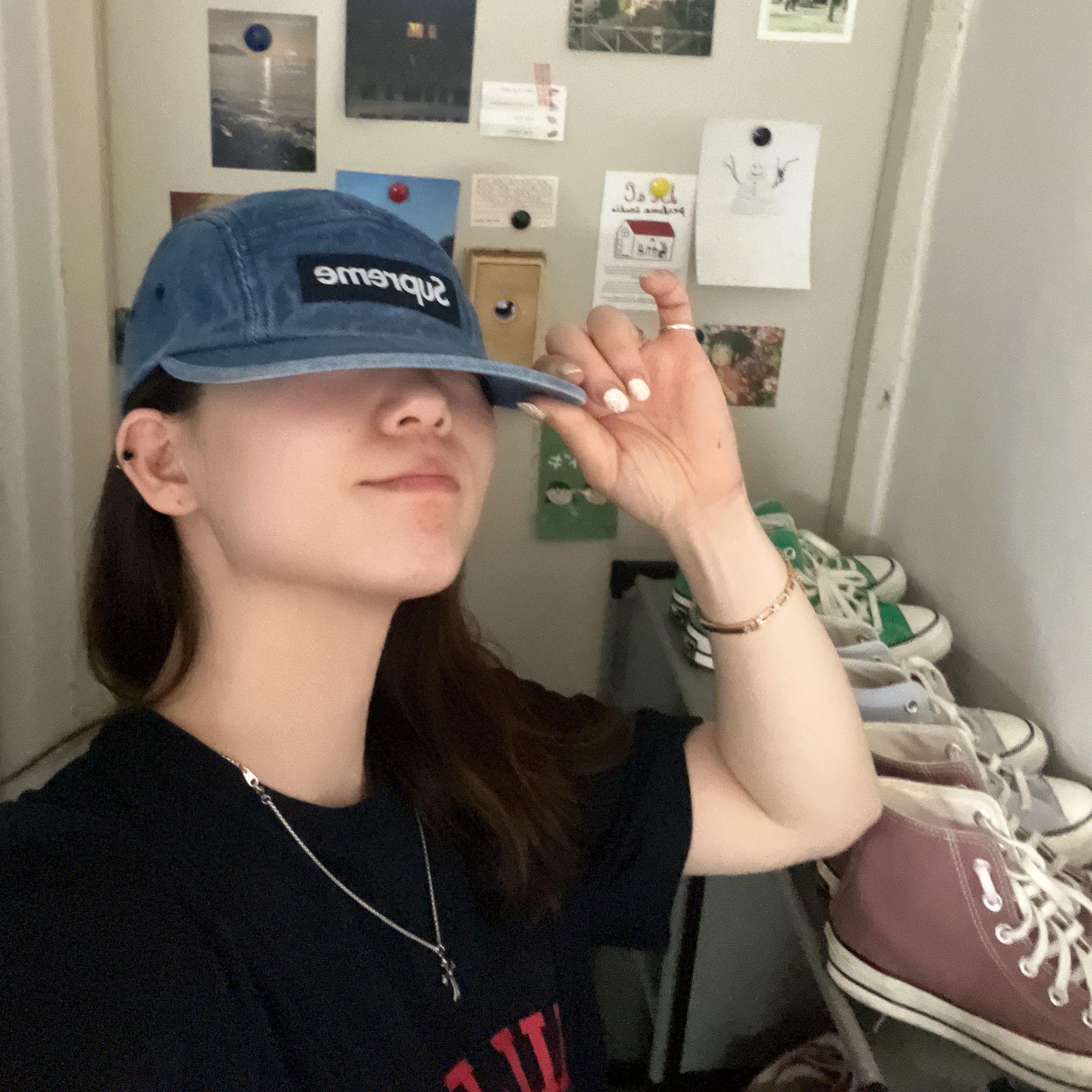 Supreme Washed Chino Twill Camp Cap Denim - 24FW 착용 스타일 - 2