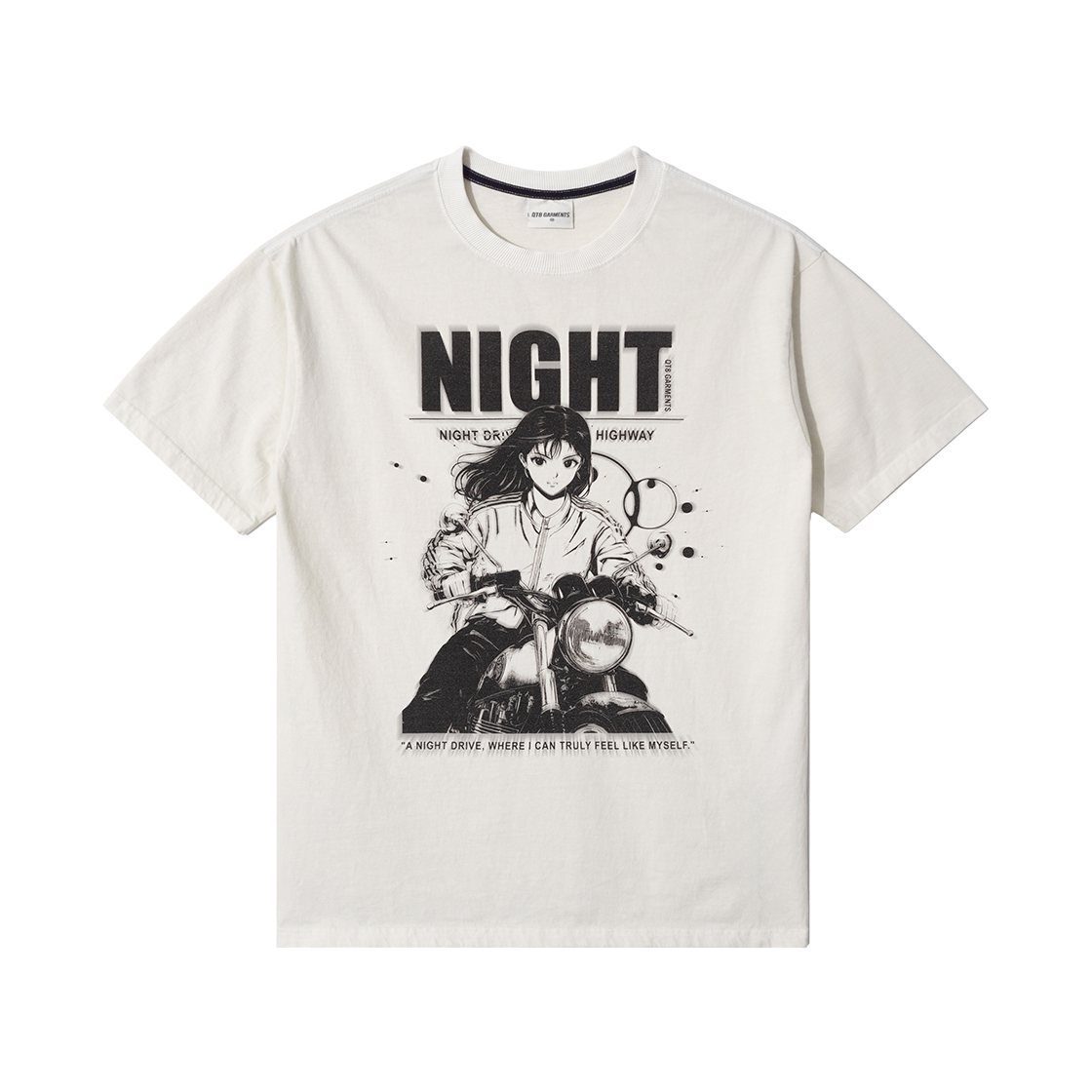 큐티에잇 가먼츠 나이트 드라이브 피그먼트 워시드 티 에크루(QT8 GARMENTS Night Drive Pigment Washed Tee Ecru) - 1