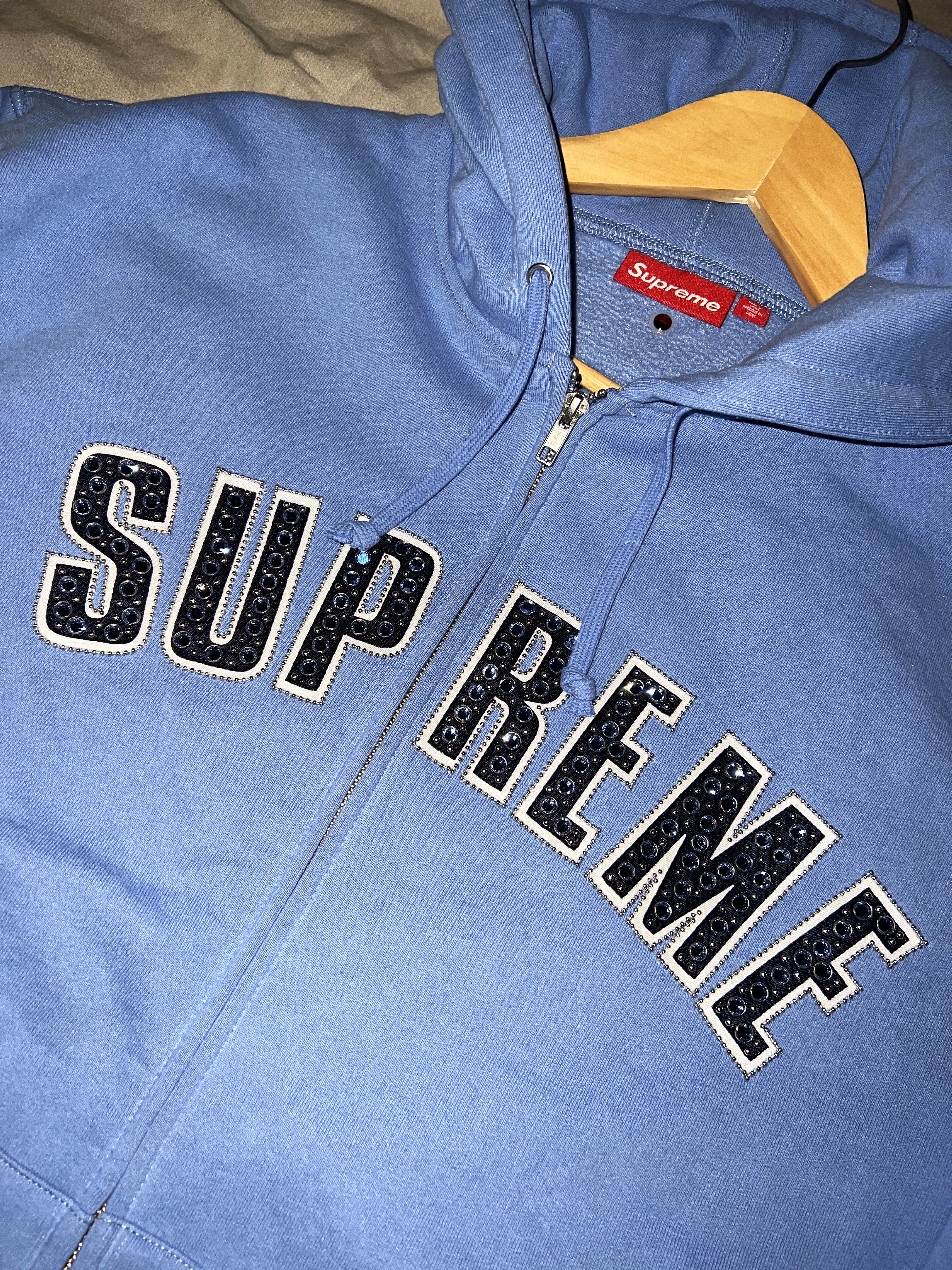 Supreme x B.B. Simon Zip Up Hooded Sweatshirt Light Blue - 25SS 착용 스타일