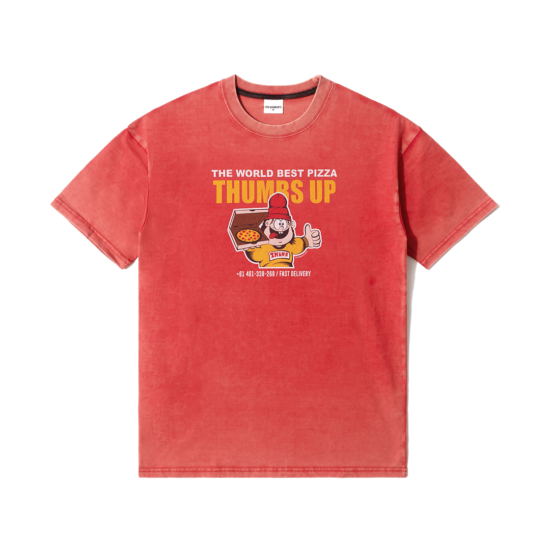 큐티에잇 가먼츠 떰즈 업 AQ 워시드 티 레드(QT8 GARMENTS Thumbs Up AQ Washed Tee Red)