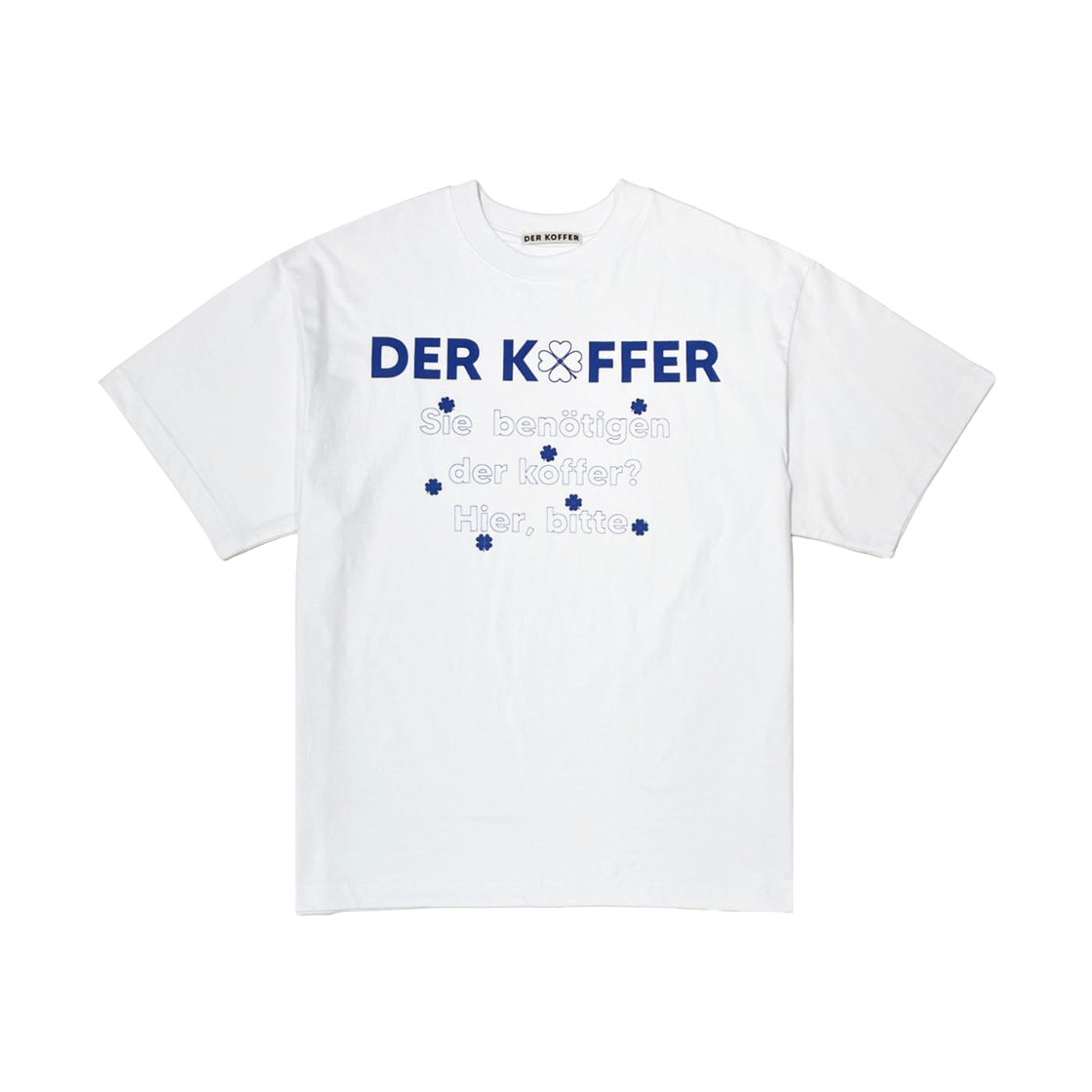 델 코퍼 레터링 클로버 티 화이트 블루(Der Koffer Lettering Clover T White Blue)