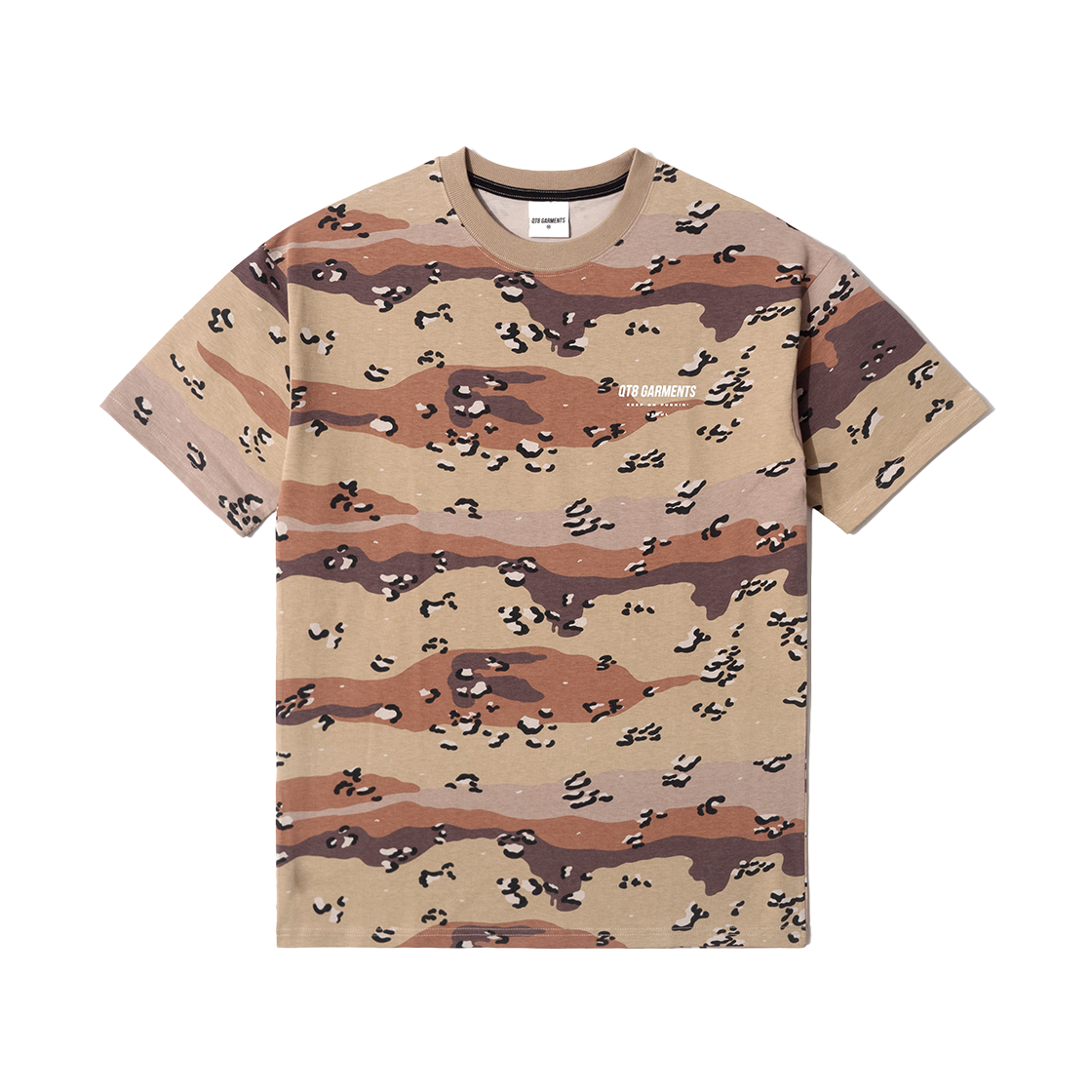큐티에잇 가먼츠 심플 로고 초콜릿 칩 카모 티 베이지(QT8 GARMENTS Simple Logo Chocolate Chip Camo Tee Beige)