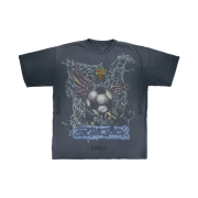 Travis Scott Cactus Jack FC Barcelona Washed Spray Logo T-Shirt Black