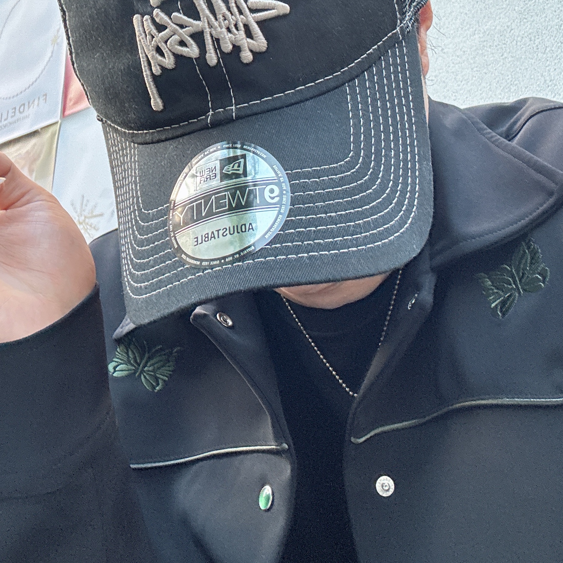 Needles PE/PU Double Cloth Piping Cowboy Jacket Black, Stussy New Era 9twenty Basic Trucker Black 착용 스타일