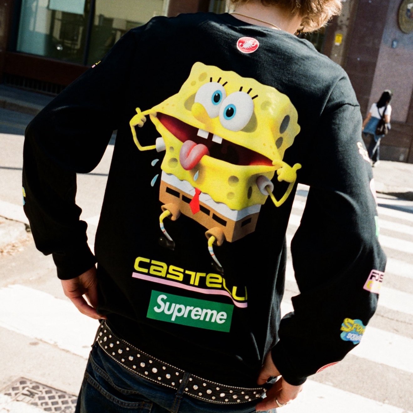 Supreme x SpongeBob SquarePants Castelli Racing L/S T-Shirt Black - 25SS 착용 스타일