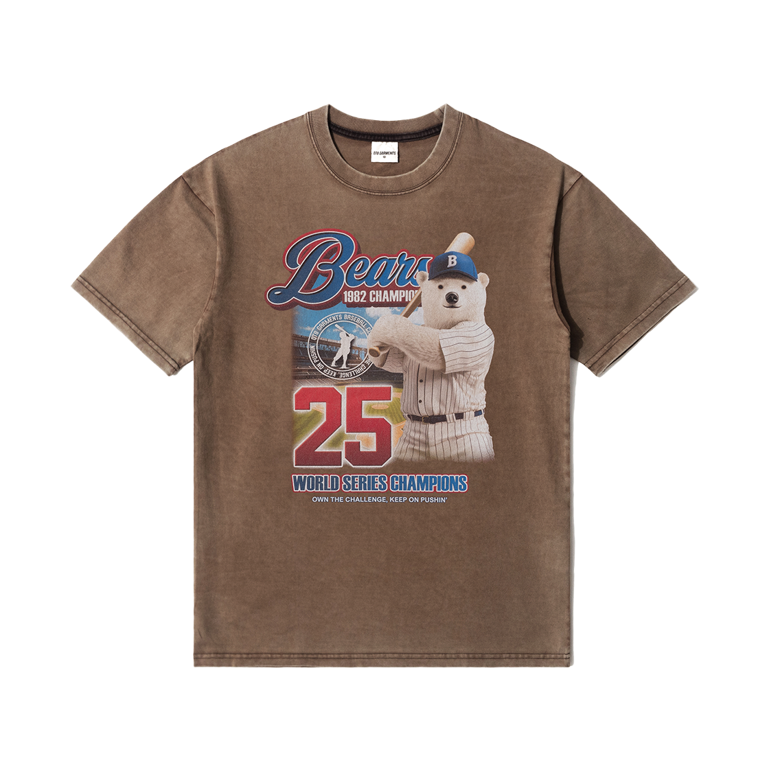 큐티에잇 가먼츠 베어 챔프 AQ 워시드 티 브라운(QT8 GARMENTS Bear Champ AQ Washed Tee Brown) - 1
