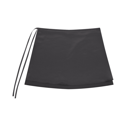CB2502SR101 COYSEIO 038 Satin Wrap Skirt Charcoal