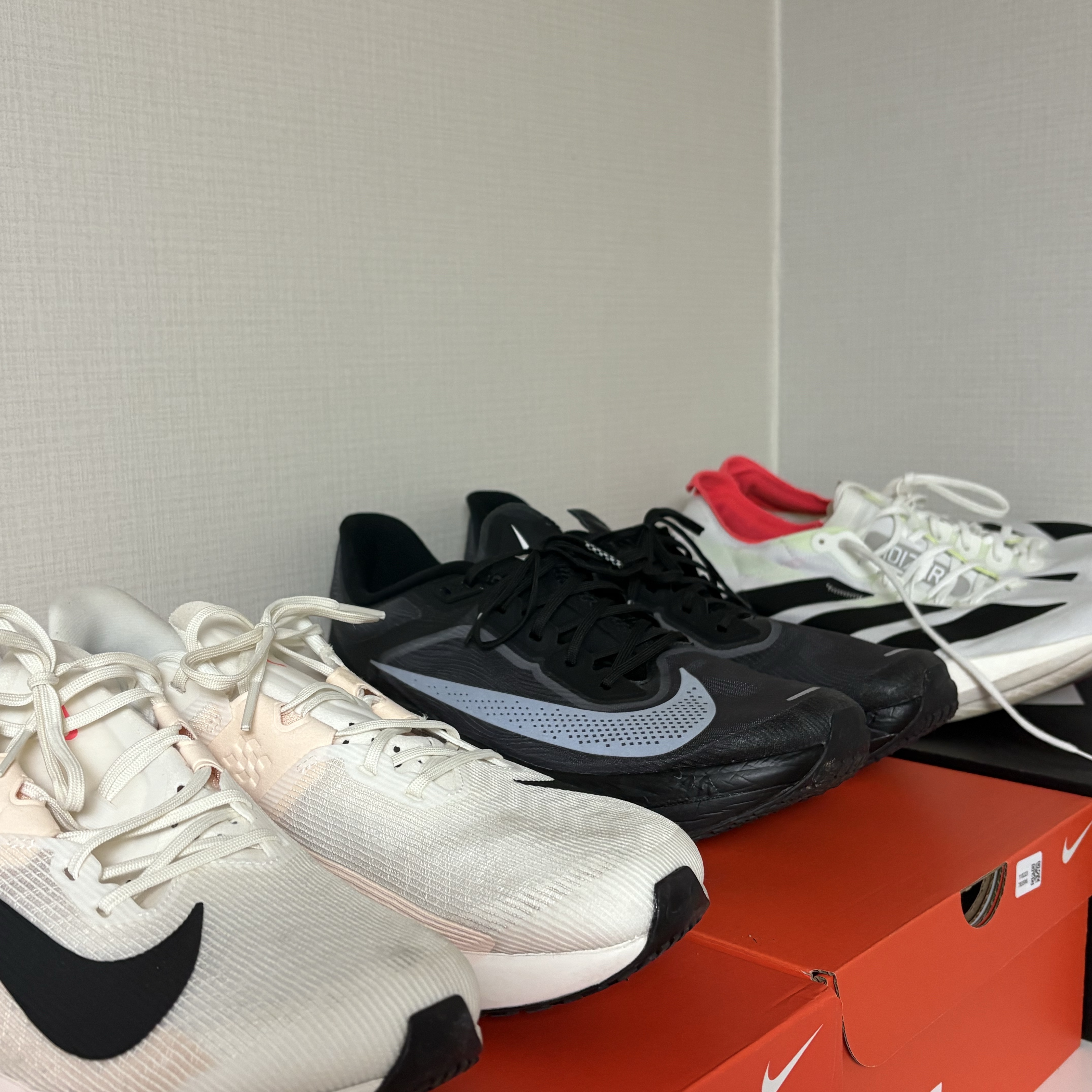 Nike Zoom Fly 6 Black Light Smoke Grey, Nike Air Zoom Rival Fly 4 Sail Pale Ivory 착용 스타일