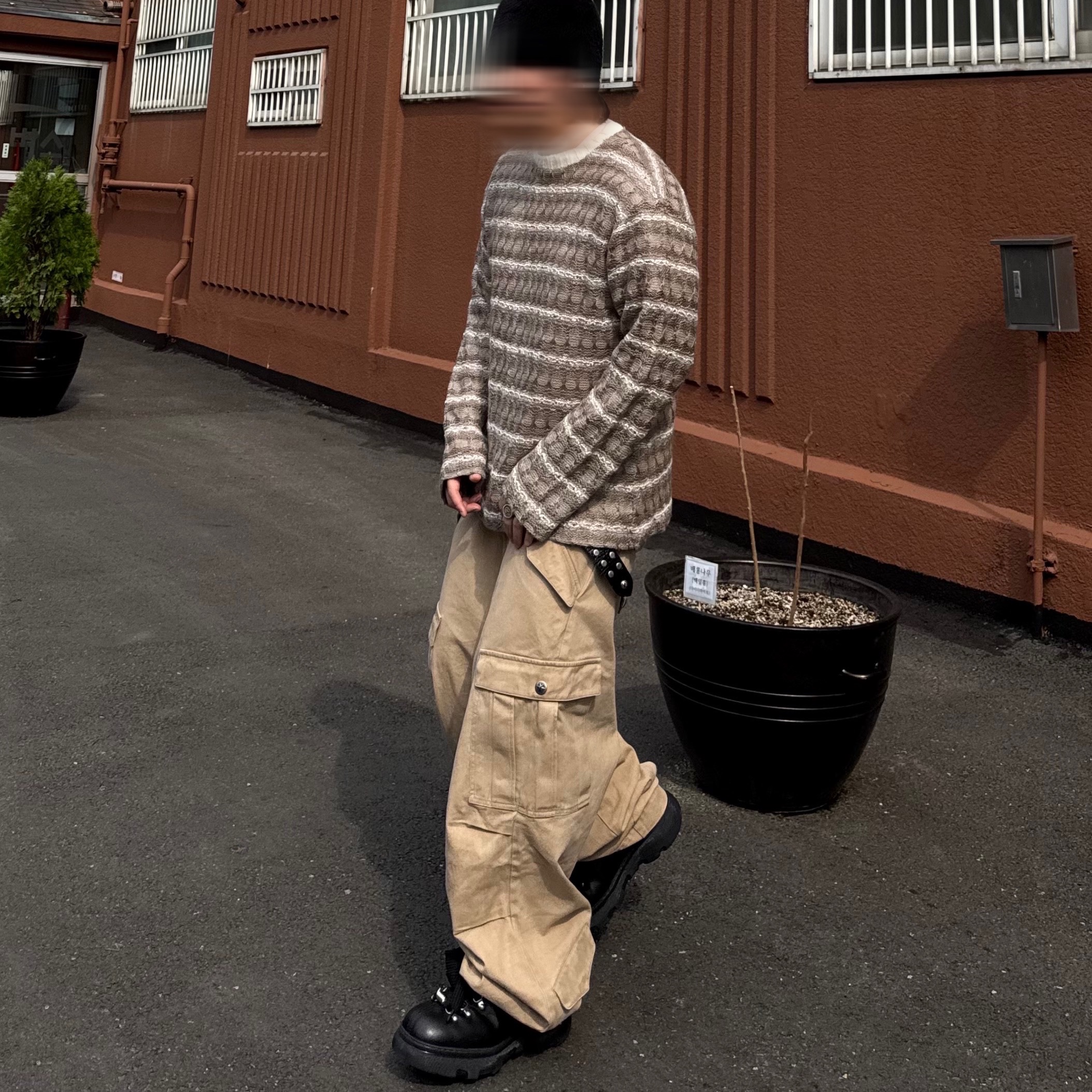 Aoiro Hikari Snap M65 Pants Tan, Burberry Leather Trek Boots Black 착용 스타일 - 2