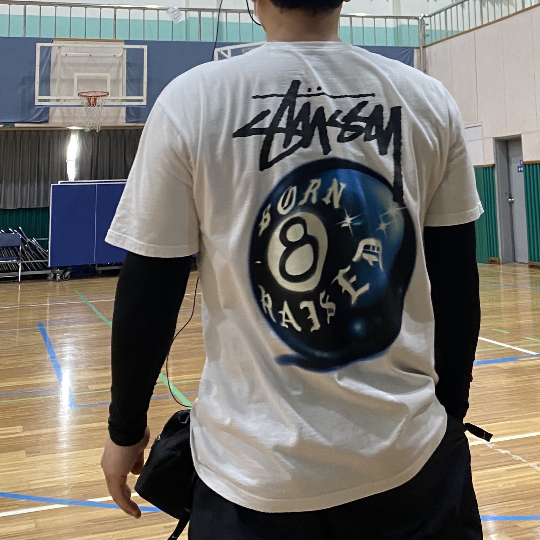 Stussy x Born X Raised 8 Ball T-Shirt White 착용 스타일