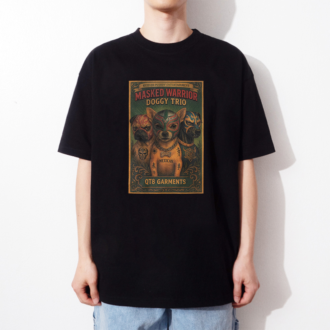 큐티에잇 가먼츠 마스크 트리오 티 블랙(QT8 GARMENTS Masked Trio Tee Black) - 3