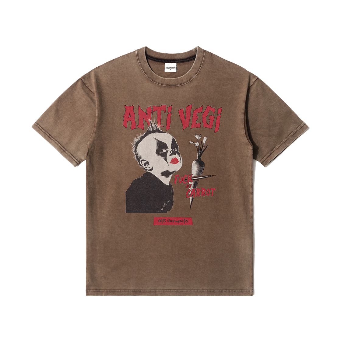Q5MMTS024BRO QT8 GARMENTS Anti-Vegi AQ Washed Tee Brown