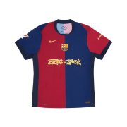 Nike FC Barcelona x Travis Scott 2024/25 Dri-Fit Match Home Jersey Blue Scarlet (Non Marking Ver.)