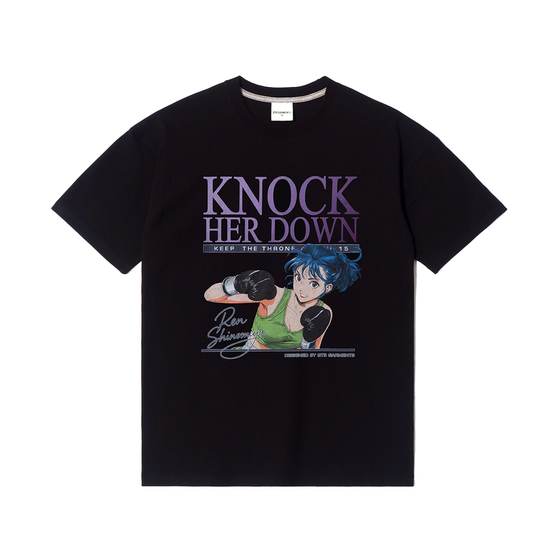 Q5MMTS039BLK QT8 GARMENTS Knock Her Down Tee Black