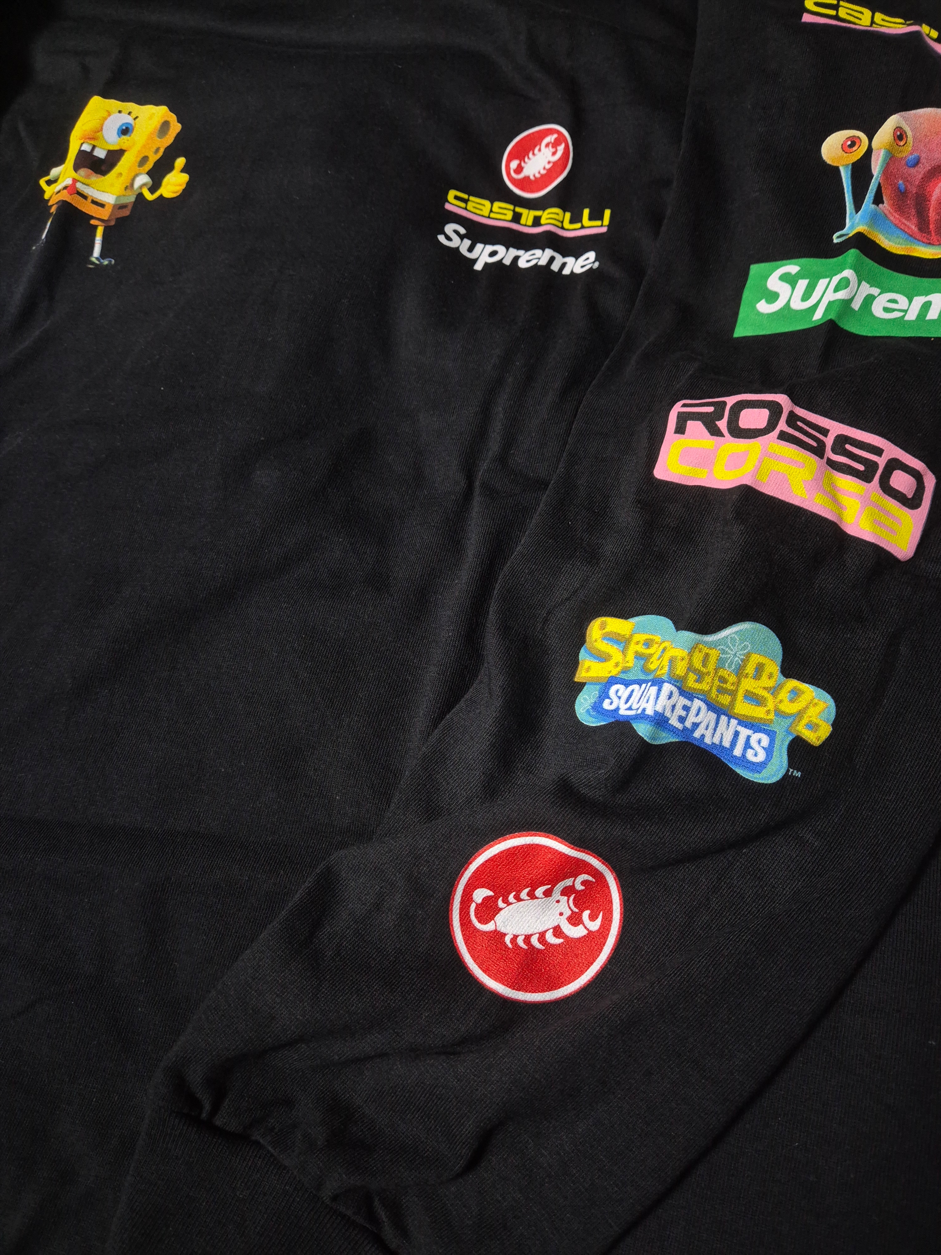 Supreme x SpongeBob SquarePants Castelli Racing L/S T-Shirt Black - 25SS 착용 스타일 - 1