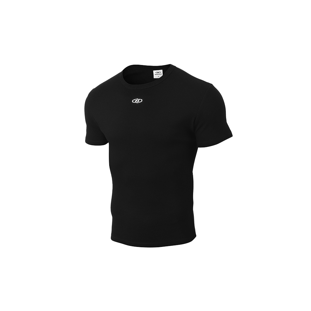 본투윈 리브드 B 펜던트 머슬핏 티셔츠 블랙(BORN TO WIN Ribbed B Pendant Muscle Fit T-Shirts Black)