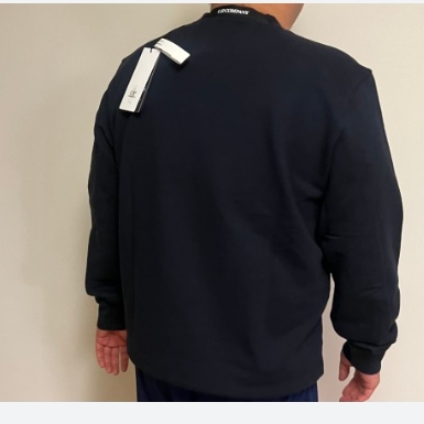 C.P. Company Diagonal Raised Fleece Sweatshirt Total Eclipse Blue - 24SS 착용 스타일 - 2
