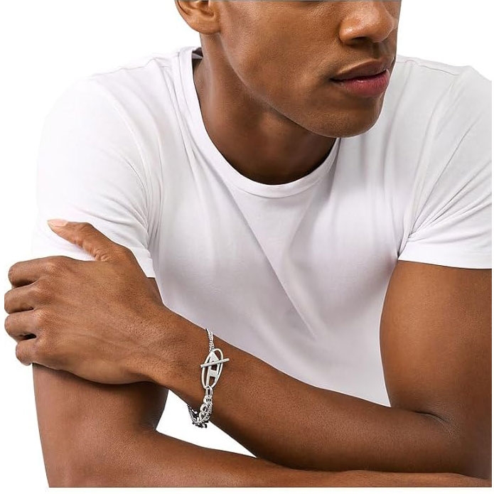 Diesel Dx1550040 Stainless Steel Chain Bracelet Silver 착용 스타일