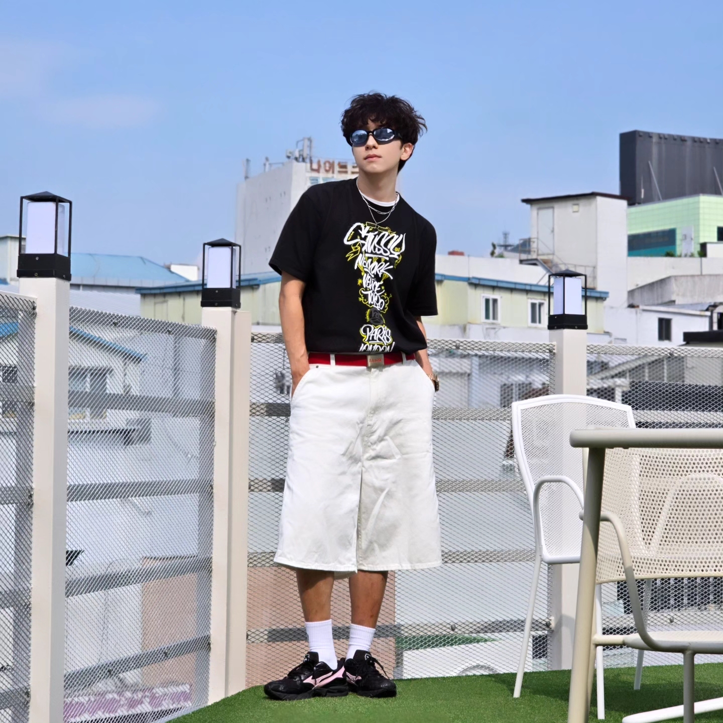 Samsung Galaxy Watch6 44mm LTE Silver (Korean Ver.), Stussy x Born X Raised Handstyles T-Shirt Black 착용 스타일 - 4