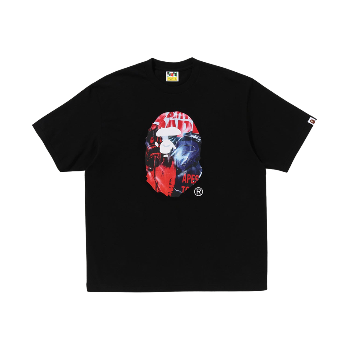 베이프 포토 프린트 에이프 헤드 릴렉스드 핏 티셔츠 블랙