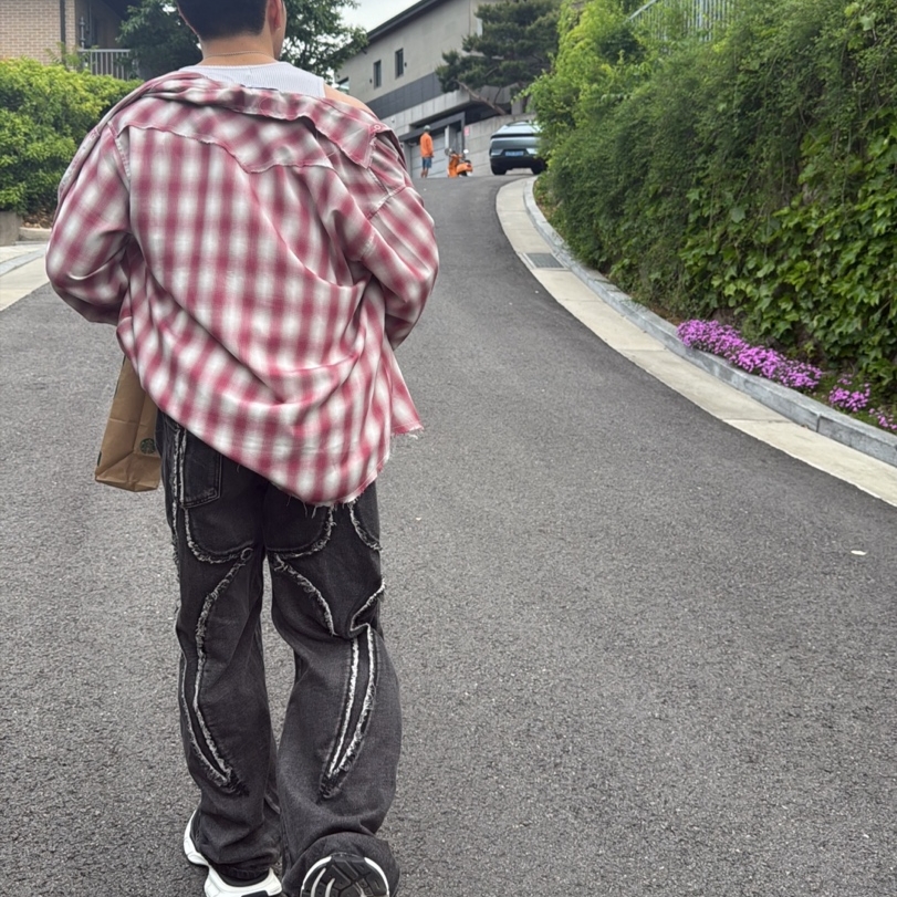 Balenciaga 3XL Sock Recycled Knit Sneakers Black, Thug Club Tribal Denim Pants Black - 24FW 착용 스타일