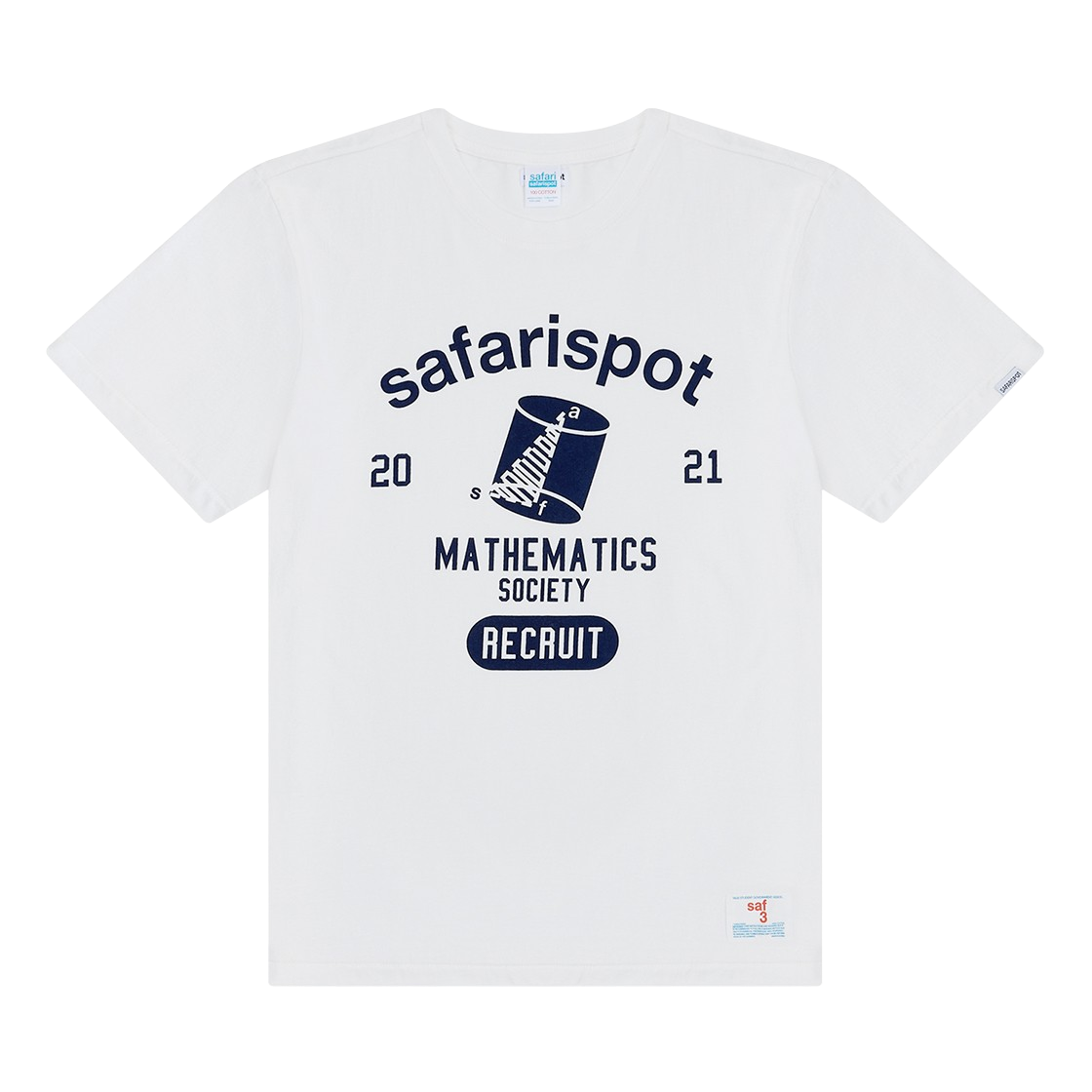 사파리스팟 리크루트 매스 소사이어티 티 - 화이트/네이비(Safarispot Rec Ruit Math Society Tee - White/Navy)