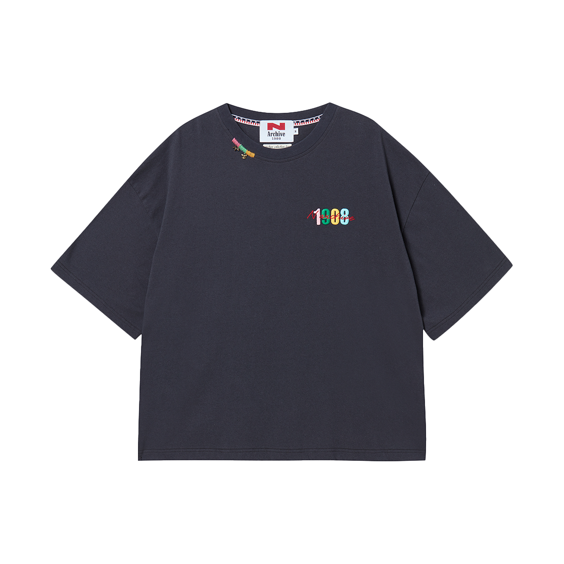 엔 아카이브 빈티지 아트 피스 디테일 워시드 코튼 반팔 티셔츠 차콜 그레이(N ARCHIVE Vintage Art Piece Detail Washed Cotton 1/2 T-Shirt Charcoal Gray) - 1