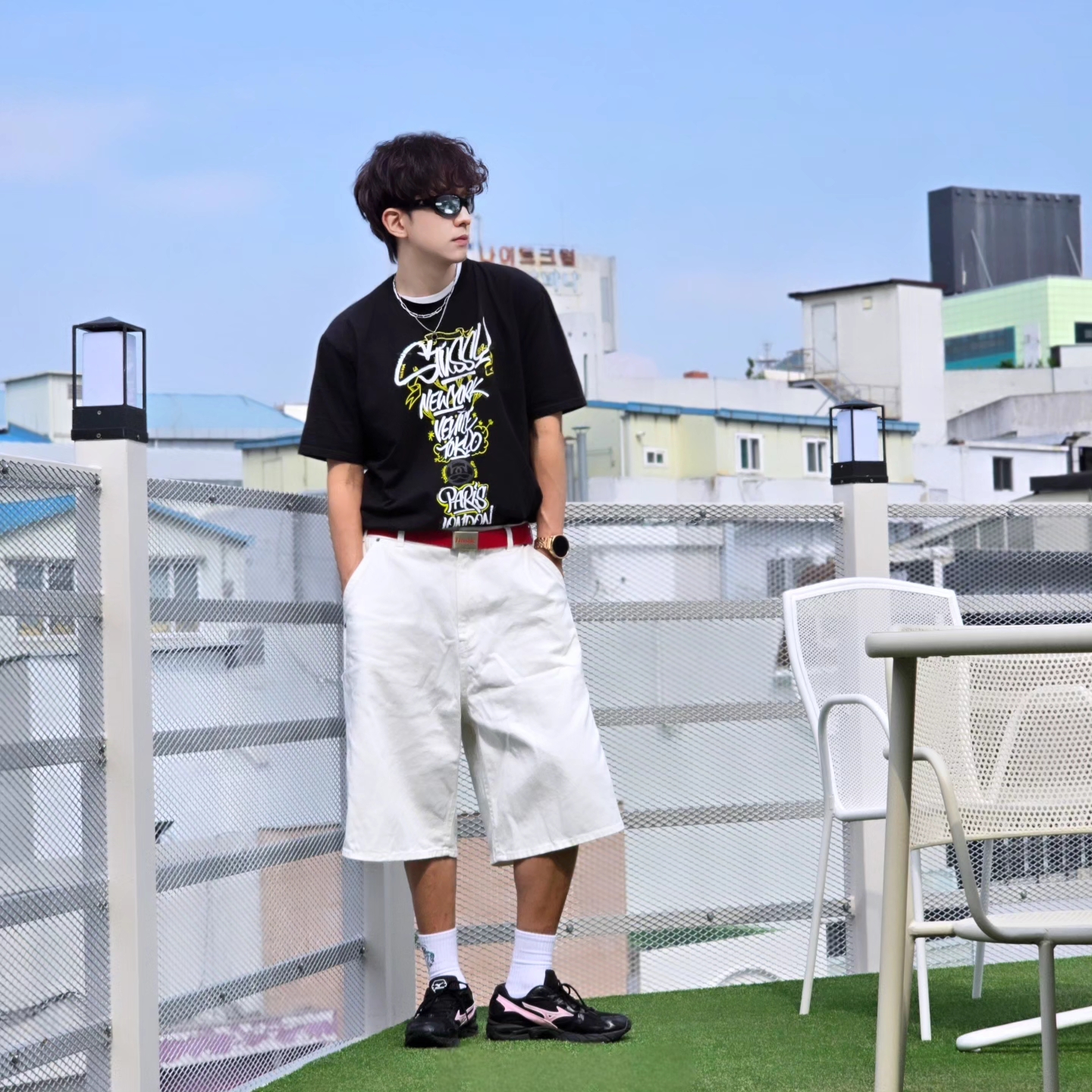 Samsung Galaxy Watch6 44mm LTE Silver (Korean Ver.), Stussy x Born X Raised Handstyles T-Shirt Black 착용 스타일 - 5