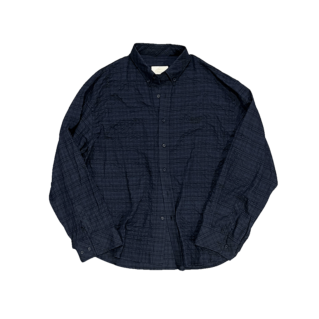 언더마이카 무.121 오리지널 로고 베이직 롱 슬리브 체크 셔츠 네이비(Undermycar Mu.121 Original Logo Basic Long Sleeve Check Shirts Navy)