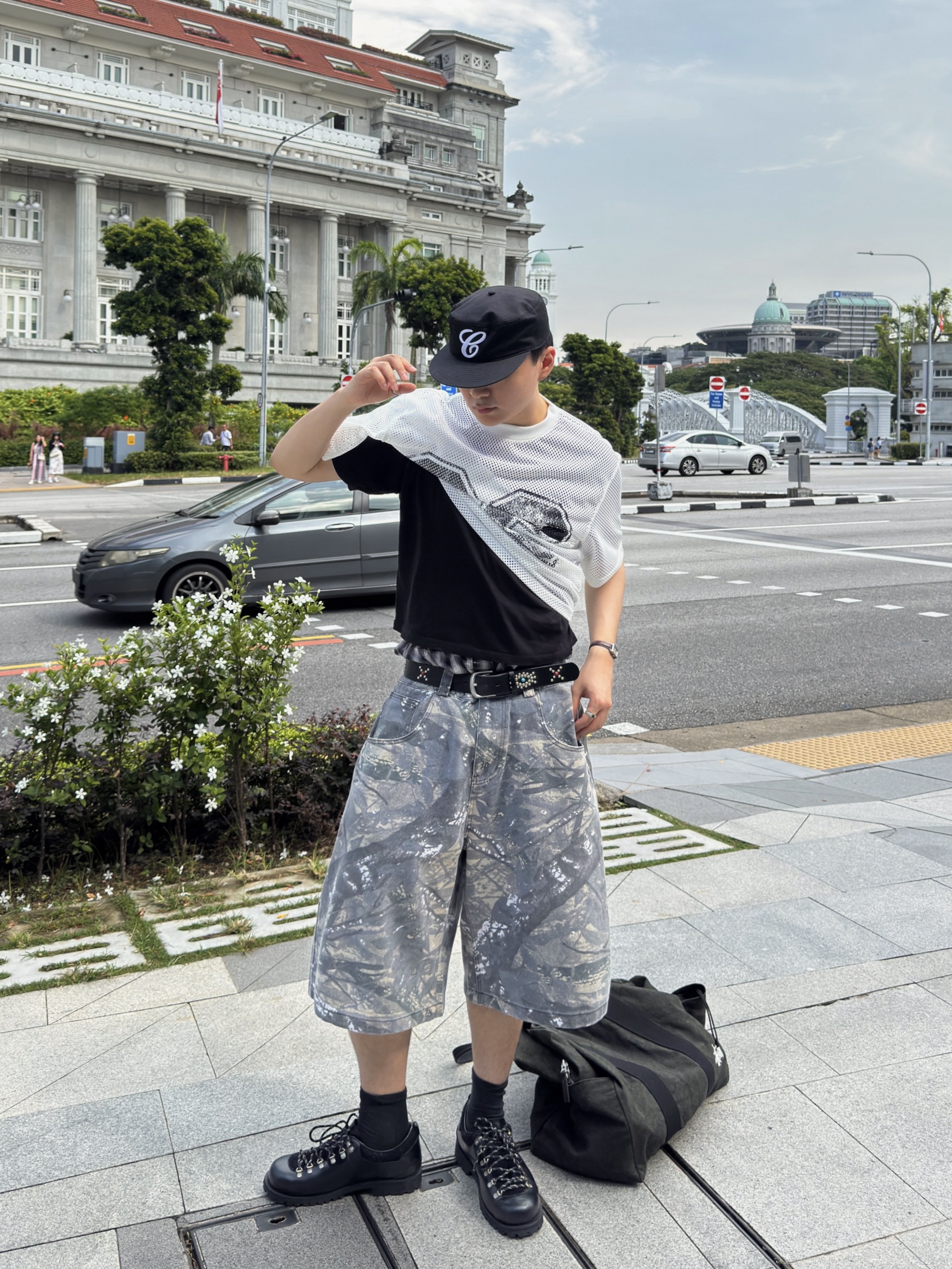 Stussy Canvas Flight Bag Washed Black, Stussy Boxer Shorts Multi (3 Pack) 착용 스타일 - 1