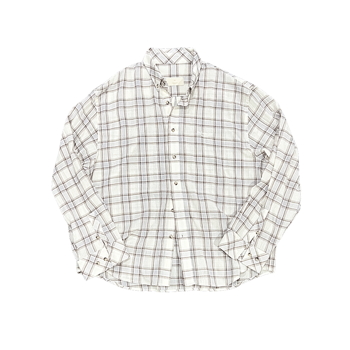 언더마이카 무.122 오리지널 로고 베이직 롱 슬리브 체크 셔츠 퍼플 베이지