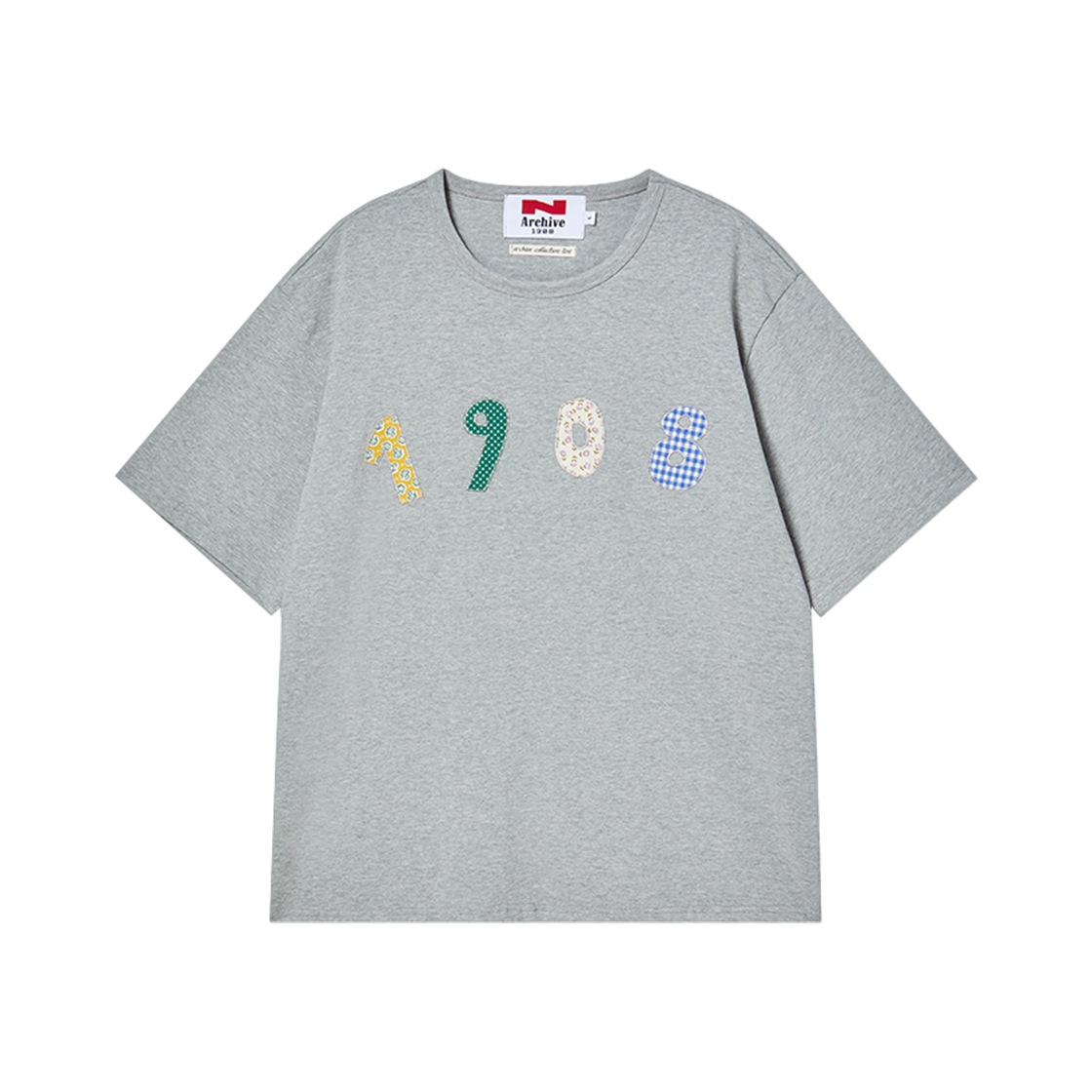 엔 아카이브 핸드 메이드 패치 디테일 16수 반팔 티셔츠 그레이(N ARCHIVE Hand Made Patch Detail 16'S 1/2 T-Shirt Gray) - 1