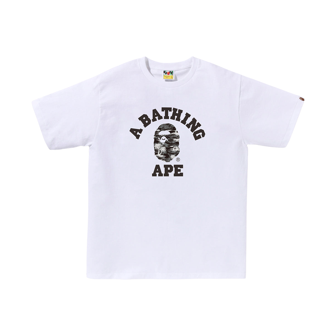 베이프 팜 트리 카모 컬리지 티셔츠 화이트 블랙(BAPE Palm Tree Camo College T-Shirt White Black)