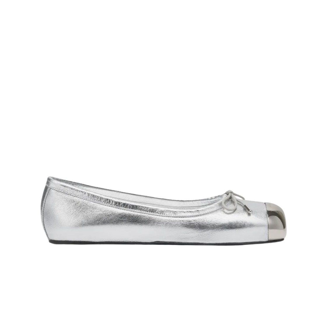 (W) 알렉산더 맥퀸 메탈 토 보우 발레리나 플랫 실버((W) Alexander McQueen Metal Toe Bow Ballerina Flat Silver) - 1